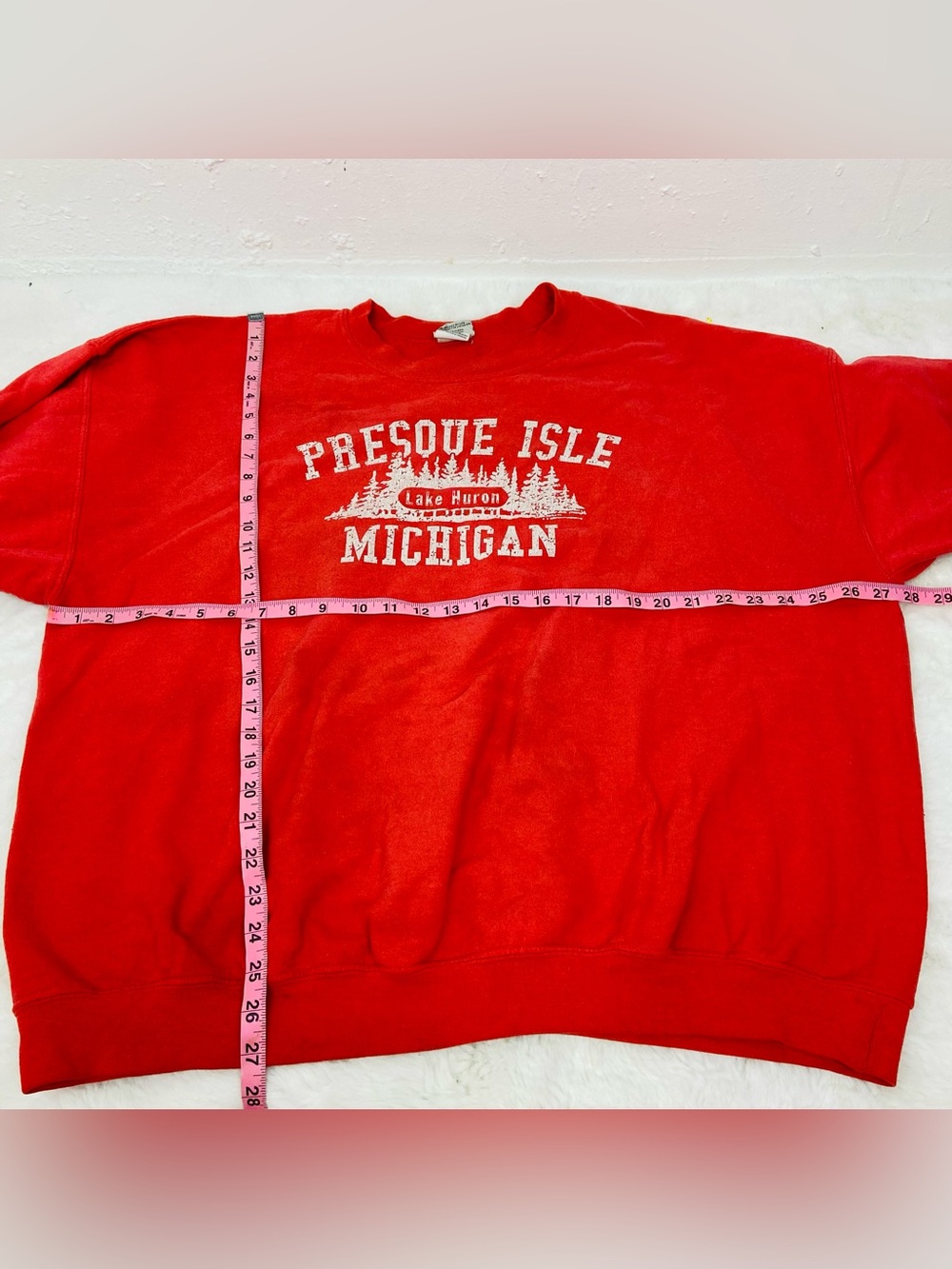 Artisan Red Presque Isle Lake Huron Michigan Graphic unisex Crewneck Sweatshirt - Picture 10 of 11
